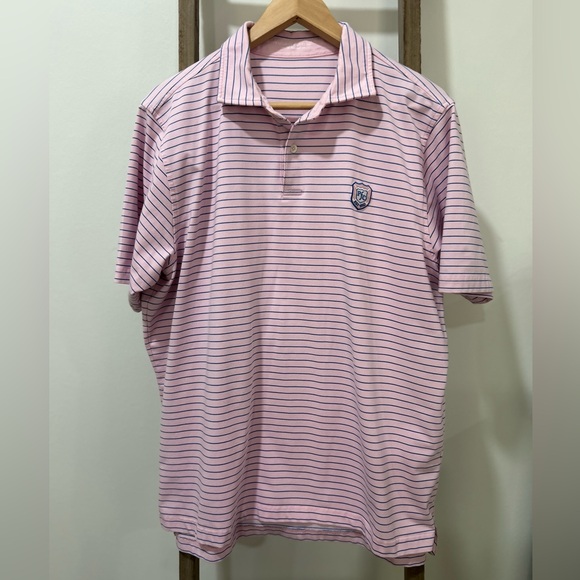 Fairway & Greene The Natural Golf Polo Shirt Pink Blue Stripes Men’s Size Large - Picture 1 of 6